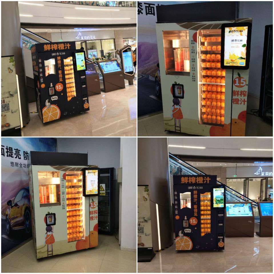 Robotics orange juice vending machines